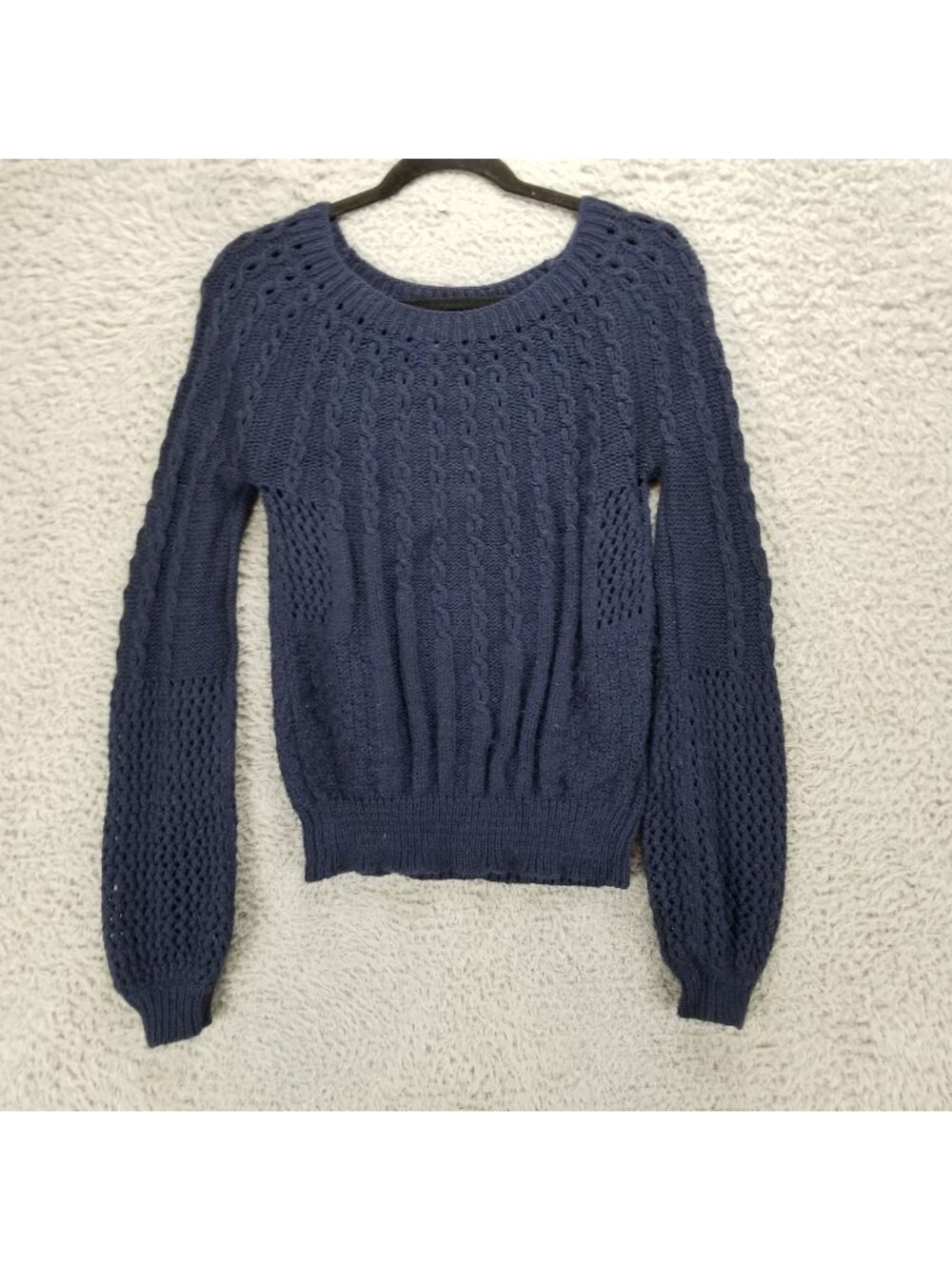 Guinevere Sweater Womens Medium Blue Wool Blend Knit Long Sleeve Pullover